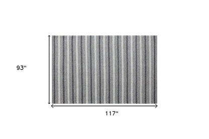 5' X 8' Gray and Ivory Striped Hand Woven Non Skid Area Rug