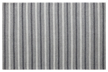 9' X 12' Gray Wool Striped Hand Woven Area Rug