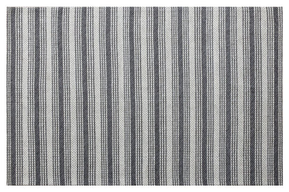 5' X 8' Gray and Ivory Striped Hand Woven Non Skid Area Rug