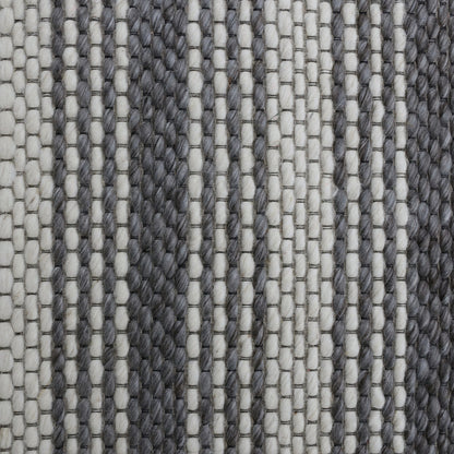 9' X 12' Gray Wool Striped Hand Woven Area Rug