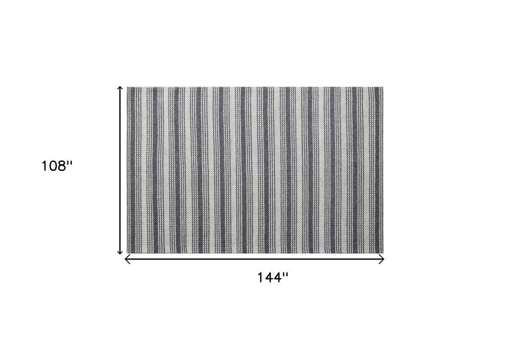 5' X 8' Gray and Ivory Striped Hand Woven Non Skid Area Rug