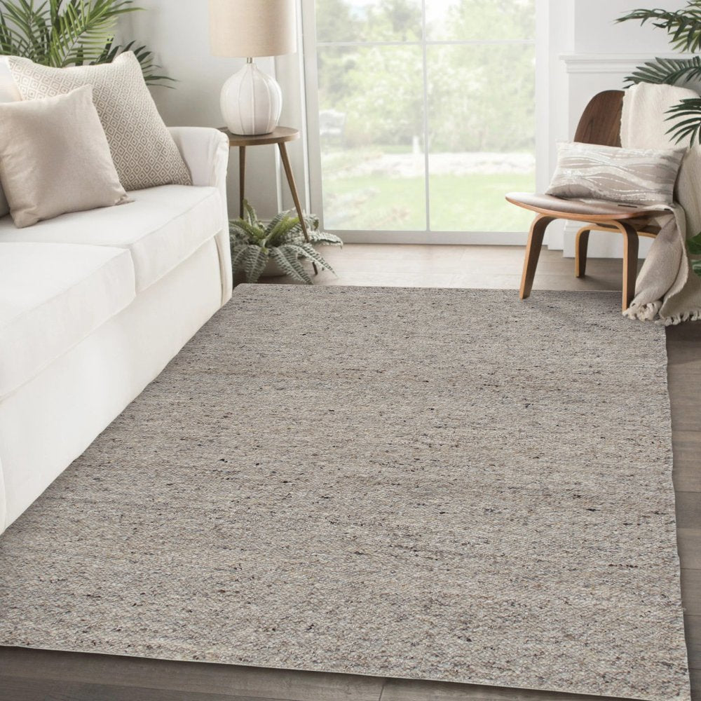 9' X 12' Beige and Gray Hand Woven Area Rug
