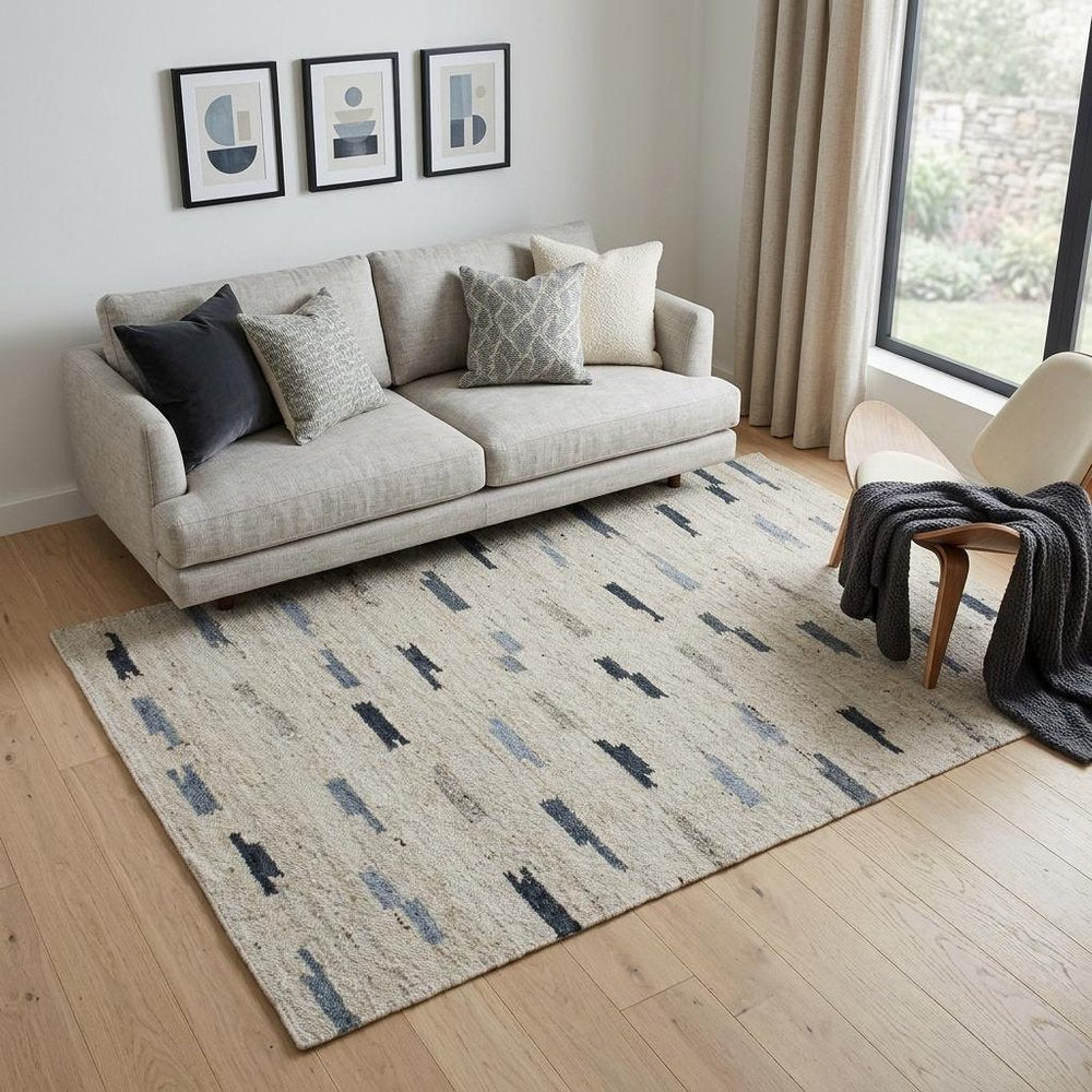 5' X 8' Blue and Gray Abstract Hand Woven Area Rug