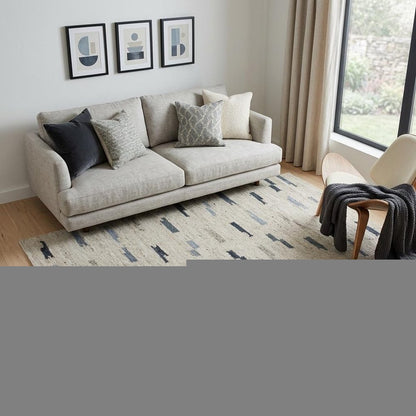 5' X 8' Blue and Gray Abstract Hand Woven Area Rug
