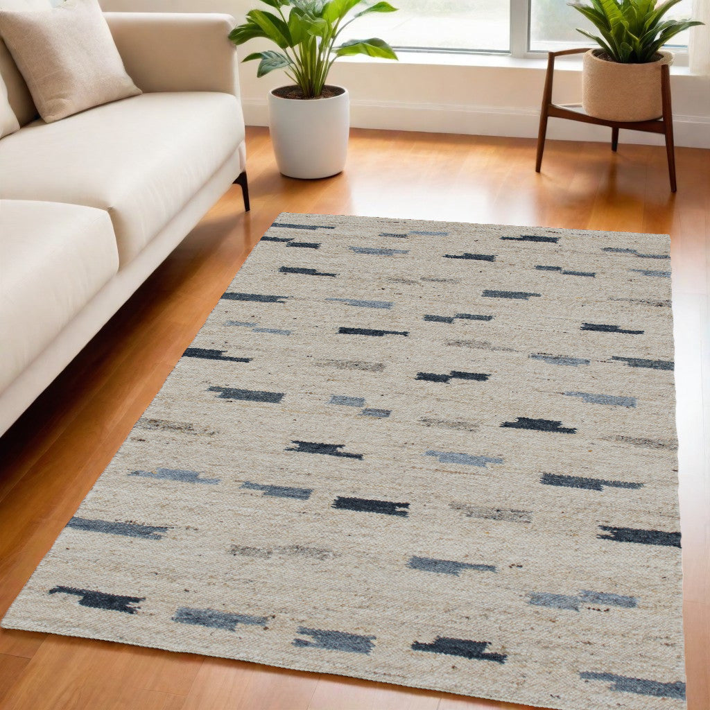 5' X 8' Blue and Gray Abstract Hand Woven Area Rug