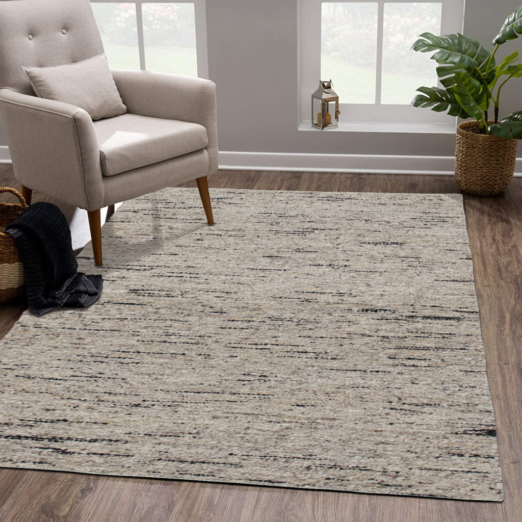 5' X 8' Gray Wool Hand Woven Area Rug