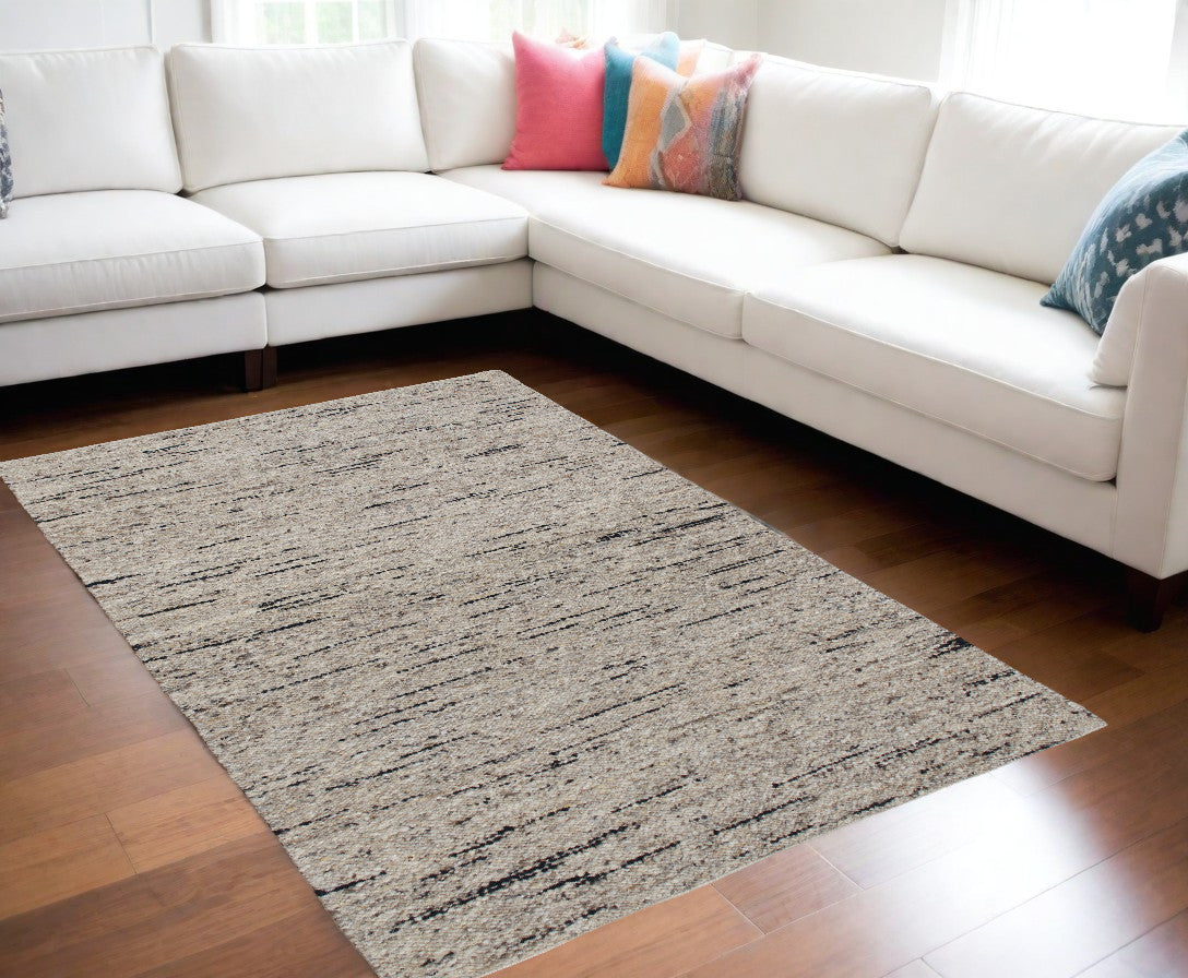 5' X 8' Gray Wool Hand Woven Area Rug