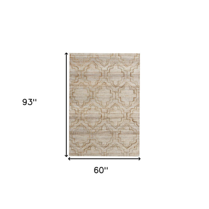 5' X 8' Brown Trellis Hand Woven Area Rug