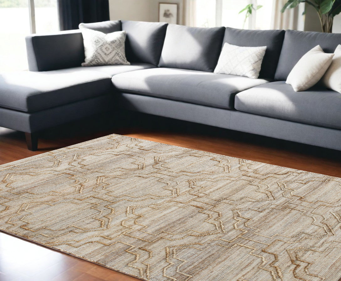 5' X 8' Brown Trellis Hand Woven Area Rug