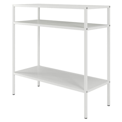 24" White Steel End Table With Two Shelves