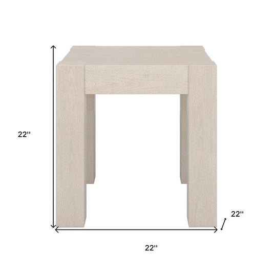 22" Alder White Wood Square End Table