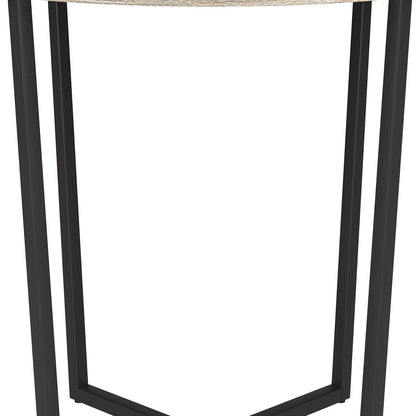 20" Black And Gray Wood And Steel Round End Table