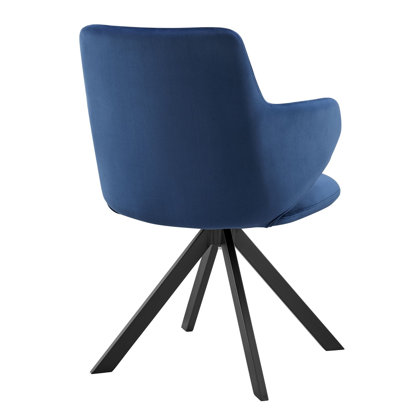 Blue And Black Upholstered Velvet Dining Arm Chair