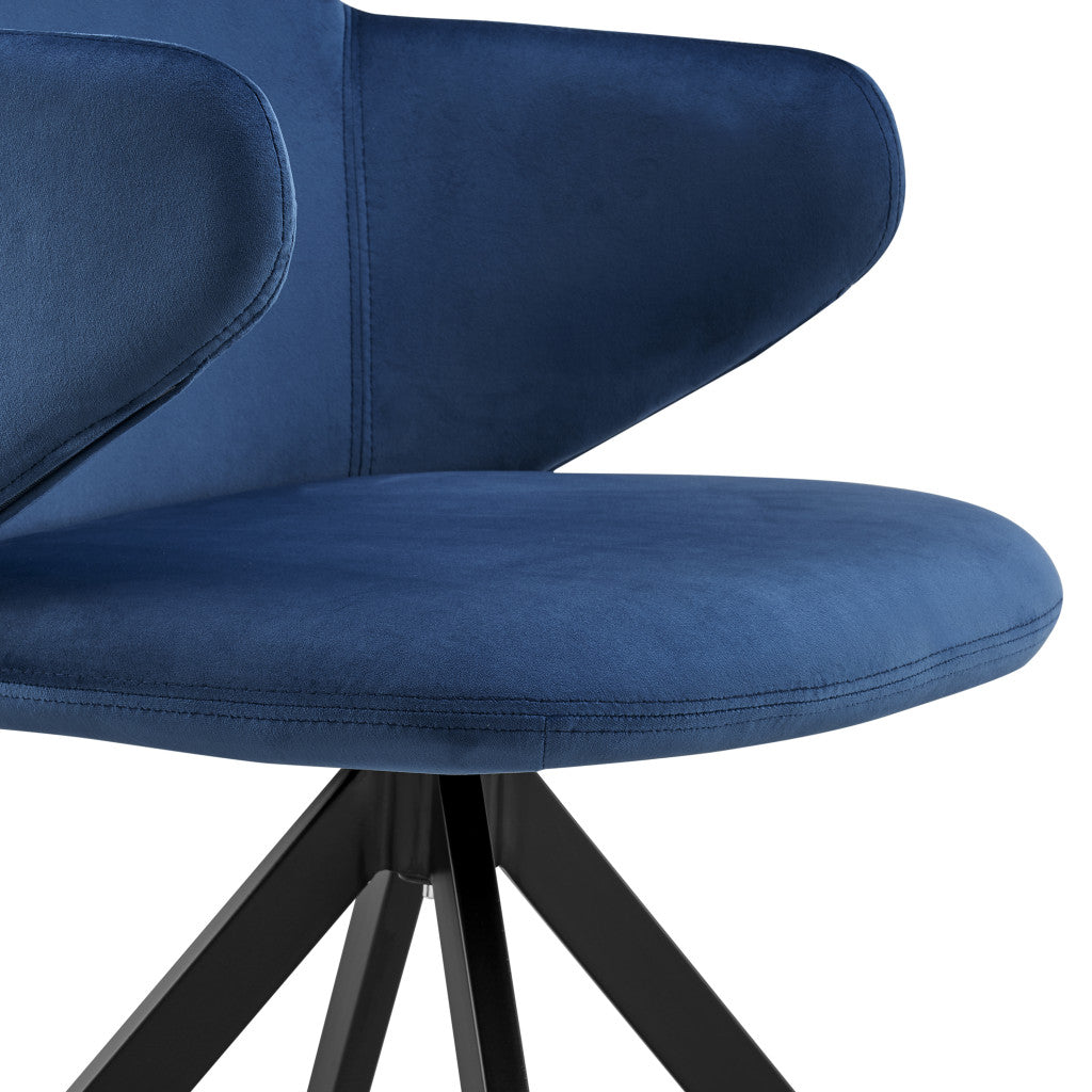 Blue And Black Upholstered Velvet Dining Arm Chair