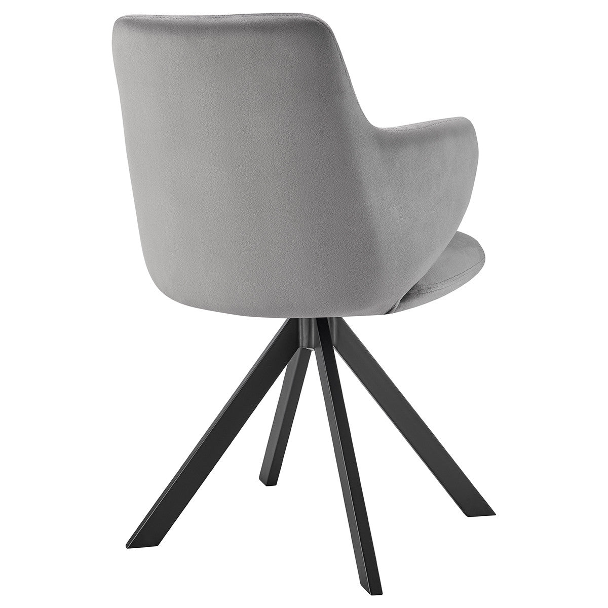 Gray And Black Upholstered Velvet Dining Arm Chair