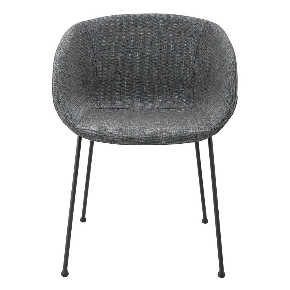 Set of Two Gray and Black Upholstered Fabric Dining Arm Chairs