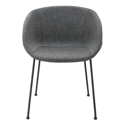 Set of Two Gray and Black Upholstered Fabric Dining Arm Chairs