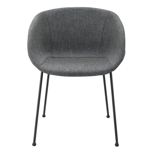 Set of Two Gray and Black Upholstered Fabric Dining Arm Chairs