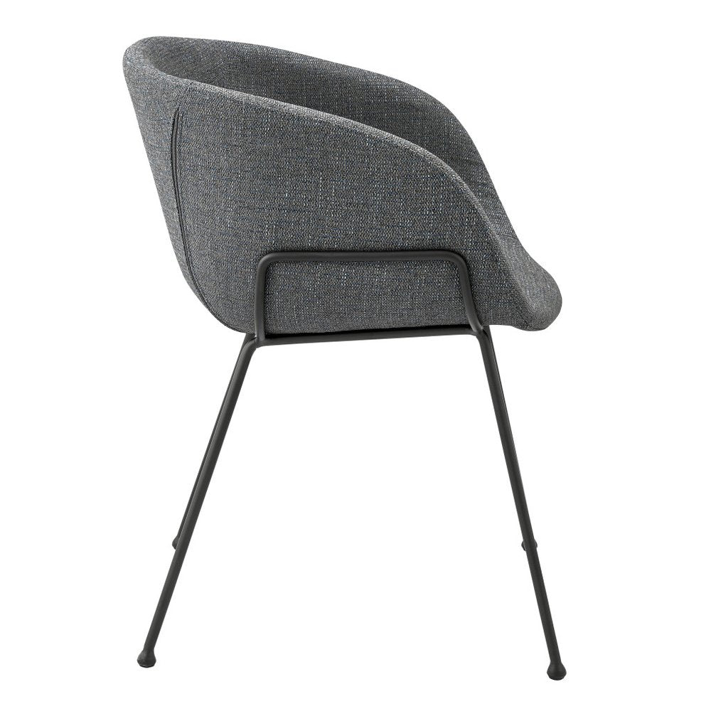 Set of Two Gray and Black Upholstered Fabric Dining Arm Chairs