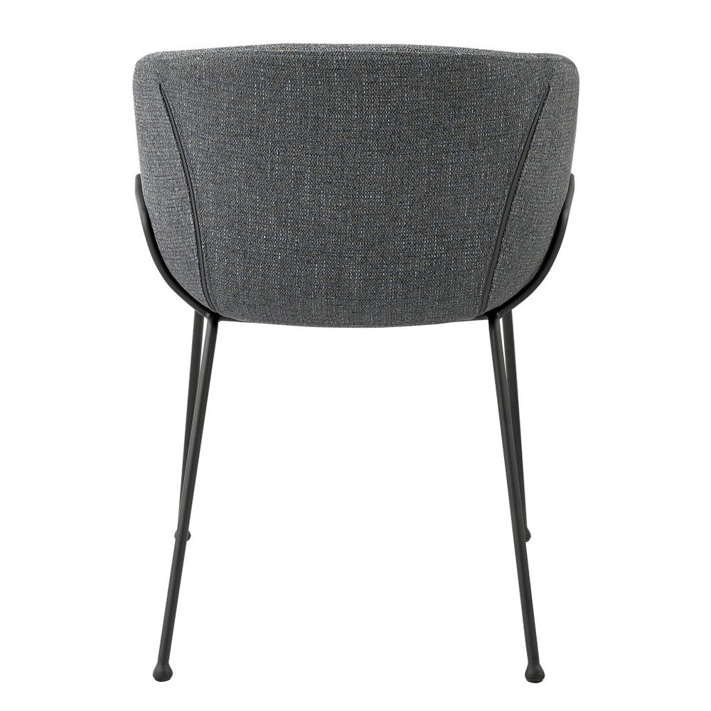 Set of Two Gray and Black Upholstered Fabric Dining Arm Chairs