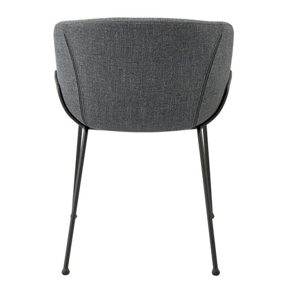 Set of Two Gray and Black Upholstered Fabric Dining Arm Chairs