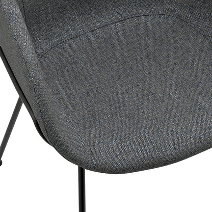 Set of Two Gray and Black Upholstered Fabric Dining Arm Chairs