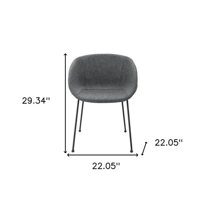 Set of Two Gray and Black Upholstered Fabric Dining Arm Chairs