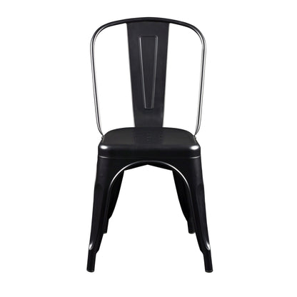 Set of Four Black Steel Dining Side Chairs