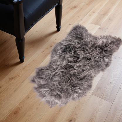 2' X 3' Gray Sheepskin Handmade Non Skid Area Rug