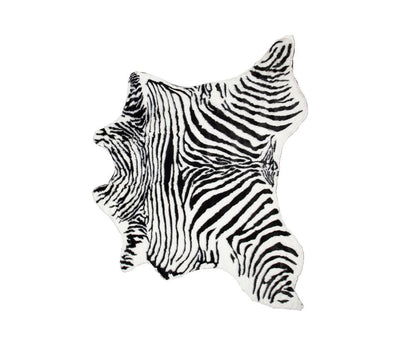 4' X 5' Black and White Faux Fur Printed Area Rug