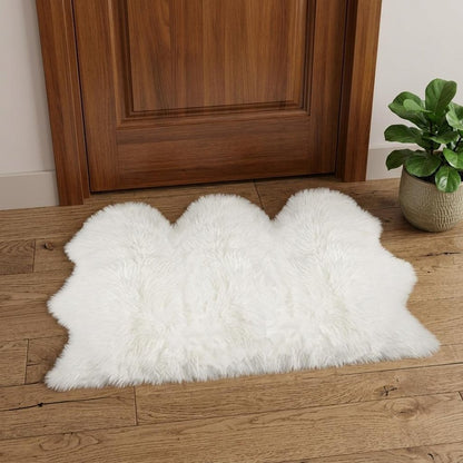 3' X 5' Off White Faux Sheepskin Printed Area Rug