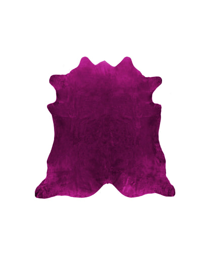 6' X 7' Fuchsia Cowhide Hand Knotted Area Rug