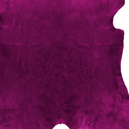 6' X 7' Fuchsia Cowhide Hand Knotted Area Rug