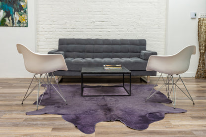 6' X 7' Purple Cowhide Hand Knotted Area Rug