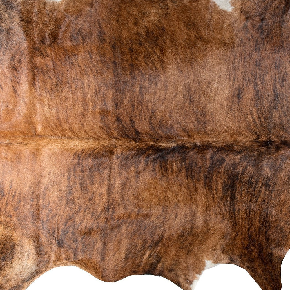 6' X 7' Brown Cowhide Hand Knotted Area Rug