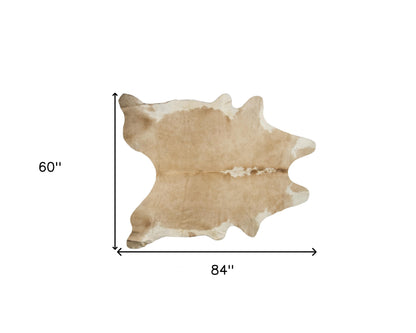 6' X 7' Brown Cowhide Hand Knotted Area Rug