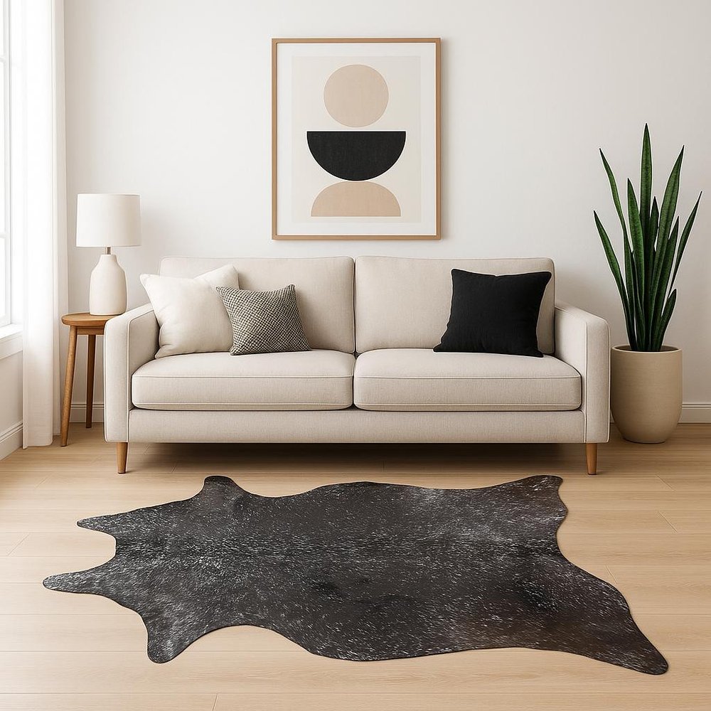 5' X 7' Silver and Ivory Cowhide Hand Knotted Area Rug