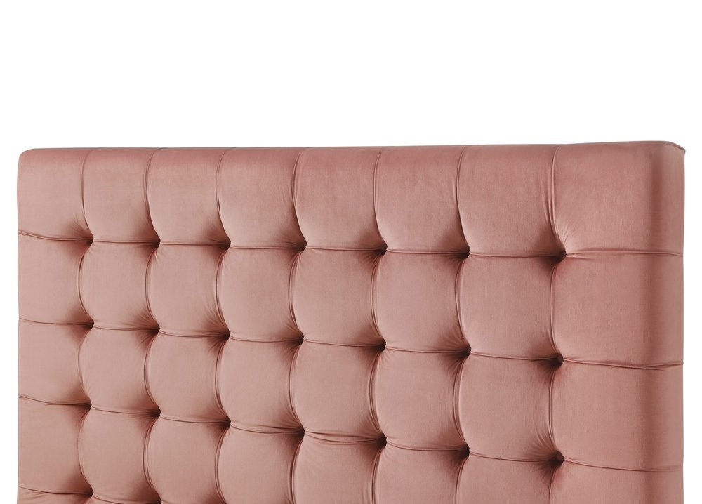 Blush Solid Wood Full Tufted Upholstered Velvet Bed
