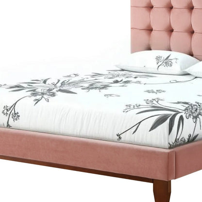 Blush Solid Wood Full Tufted Upholstered Velvet Bed