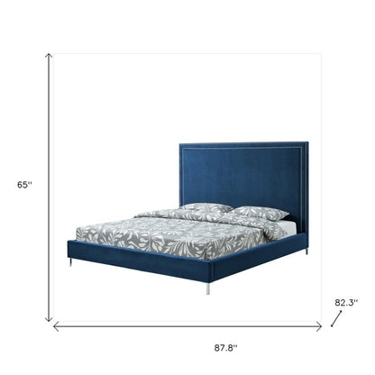 White Solid Wood Full Upholstered Faux Leather Bed with Nailhead Trim