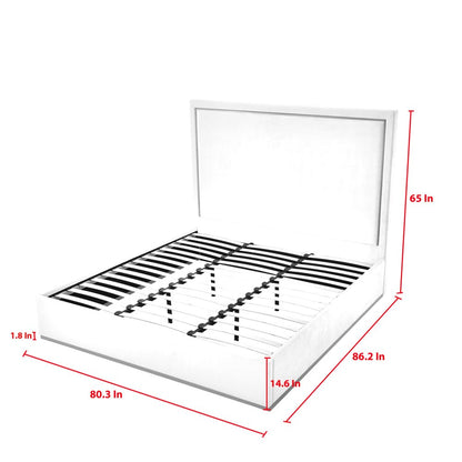 Beige Solid Wood Queen Upholstered Velvet Bed