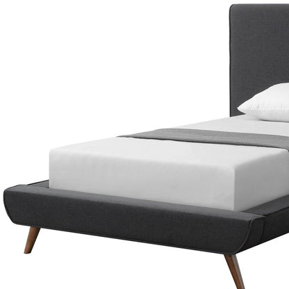 Denim Blue Solid Wood Queen Upholstered Linen Bed
