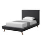 Denim Blue Solid Wood Queen Upholstered Linen Bed