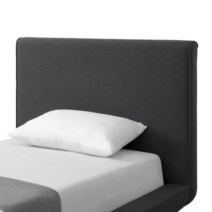 Denim Blue Solid Wood Queen Upholstered Linen Bed