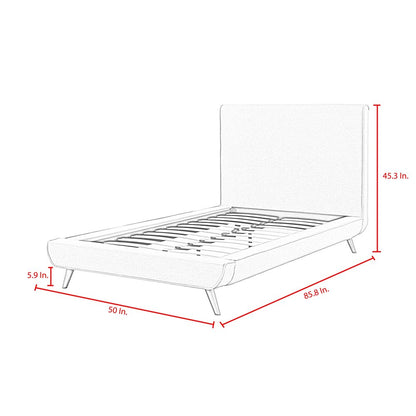 Denim Blue Solid Wood Twin Upholstered Linen Bed