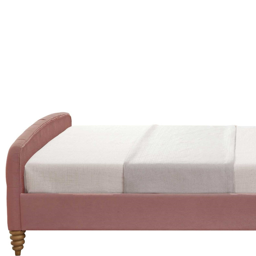 Blush Solid Wood Twin Tufted Upholstered Velvet Bed