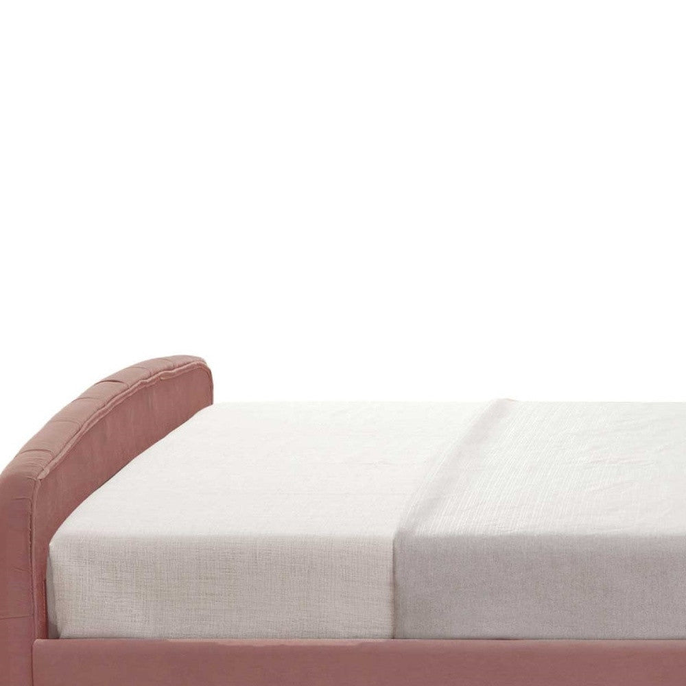 Blush Solid Wood Twin Tufted Upholstered Velvet Bed