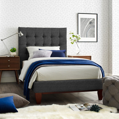 Gray Solid Wood King Tufted Upholstered Velvet Bed