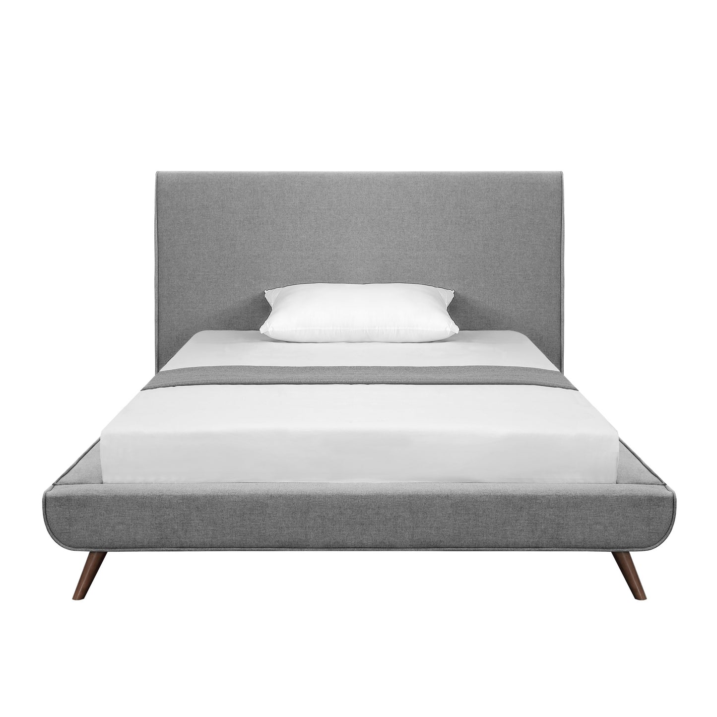 Charcoal Solid Wood Twin Upholstered Linen Bed