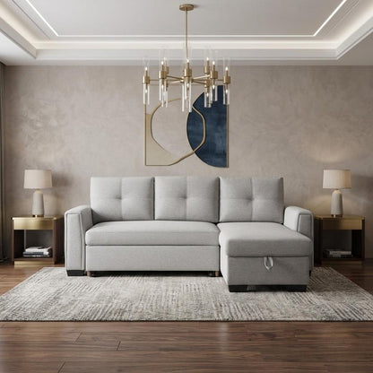 92" Light Gray Polyester Blend Convertible Futon Sleeper Sofa With Black Legs
